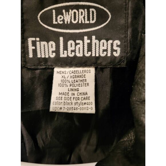 Le World Fine Leathers Leather Qualted Look Jacket XL - Picture 3 of 3